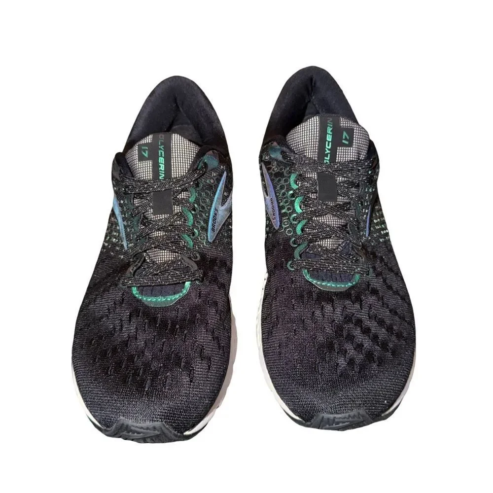 Brooks glycerin 17 Black with Teal Accent Athletic Running Shoe size 7.5 - Picture 3 of 6
